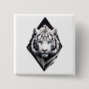 Badge Carré 5 Cm Tigre blanc