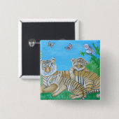 Badge Carré 5 Cm tigres (Devant & derrière)