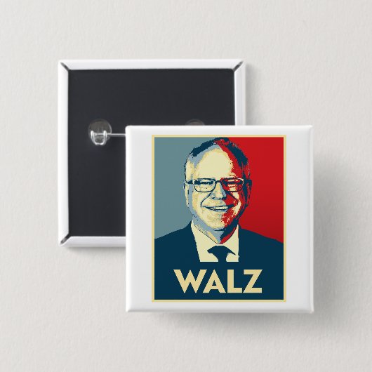 Badge Carré 5 Cm Tim Walz (Devant & derrière)