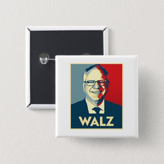 Badge Carré 5 Cm Tim Walz (Devant & derrière)