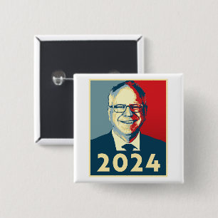 Badge Carré 5 Cm Tim Walz 2024