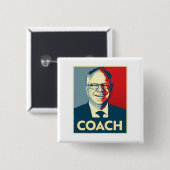 Badge Carré 5 Cm Tim Walz COACH (Devant & derrière)