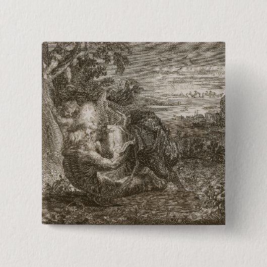 Badge Carré 5 Cm Tithonus, le mari de l'aurore, s'est transformé en (Devant)