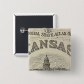 Badge Carré 5 Cm Titre Page Kansas Official State Atlas (Devant & derrière)