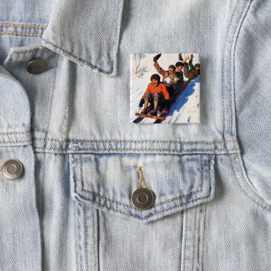 Badge Carré 5 Cm Tobagganing (En situation)