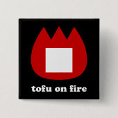 Badge Carré 5 Cm 📛 tofu en feu (Devant)
