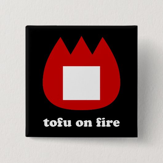 Badge Carré 5 Cm 📛 tofu en feu (Devant)