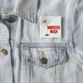 Badge Carré 5 Cm Toile d'araignée de Halloween de mâche de monstre (En situation)