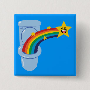 Badge Carré 5 Cm Toilette Arc-en-ciel