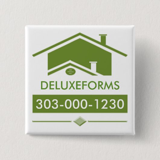Badge Carré 5 Cm Toit vert (Devant)