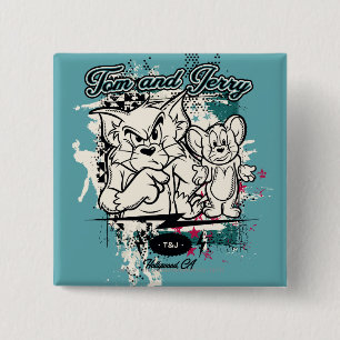 Badge Carré 5 Cm Tom et Jerry Hollywood CA