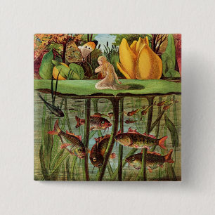 Badge Carré 5 Cm Tommelise très désolé sur la feuille de nénuph