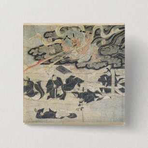 Badge Carré 5 Cm Tonnerre de démon, tombeau de Tenjin, période de