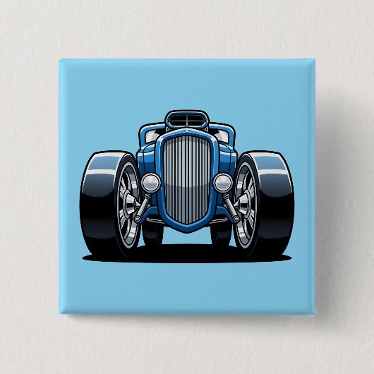 Badge Carré 5 Cm Toon Hotrod Art  (Devant)