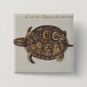 Badge Carré 5 Cm Tortue de boîte commune