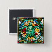Badge Carré 5 Cm Tortue de mer (Devant & derrière)