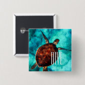 Badge Carré 5 Cm Tortue de mer de piqué (Devant & derrière)