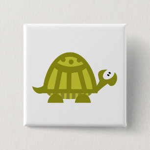 Badge Carré 5 Cm Tortue verte