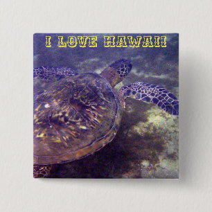 Badge Carré 5 Cm Tortues de mer hawaïennes