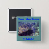 Badge Carré 5 Cm Tortues de mer hawaïennes (Devant & derrière)