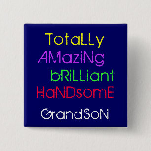 Badge Carré 5 Cm Totalement Extraordinaire Brilliant Handsome Grand
