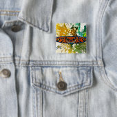 Badge Carré 5 Cm Totem Athabascan par Michael Moffa (En situation)