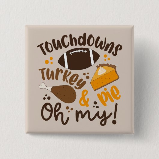Badge Carré 5 Cm Touchdowns Turquie & tarte | Oh, mon (Devant)