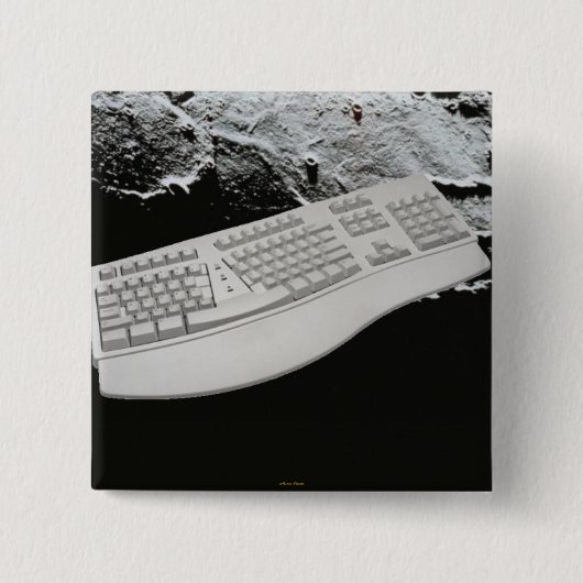 Badge Carré 5 Cm Touche de clavier dans l'espace (Devant)