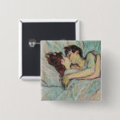 Badge Carré 5 Cm Toulouse-Lautrec - En Lit, Baiser (Devant & derrière)