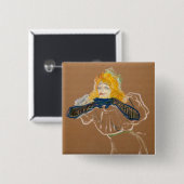 Badge Carré 5 Cm Toulouse-Lautrec - Yvette Guilbert Singing (Devant & derrière)