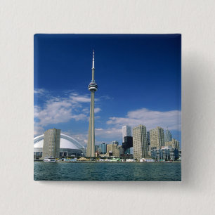 Badge Carré 5 Cm Tour de CN et Skydome à Toronto, Ontario,