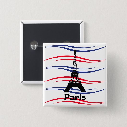 Badge Carré 5 Cm Tour Eiffel (Devant & derrière)