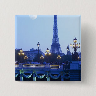 Badge Carré 5 Cm Tour Eiffel à la tombée de la lune