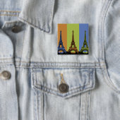 Badge Carré 5 Cm Tour Eiffel à Paris Triptyque (En situation)