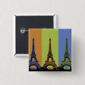 Badge Carré 5 Cm Tour Eiffel à Paris Triptyque (Devant & derrière)