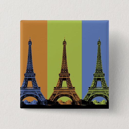 Badge Carré 5 Cm Tour Eiffel à Paris Triptyque (Devant)