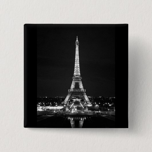 Badge Carré 5 Cm Tour Eiffel de nuit - B/W (Devant)