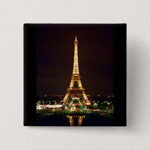 Badge Carré 5 Cm Tour Eiffel en Nuit - Couleur