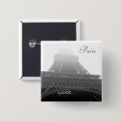 Badge Carré 5 Cm Tour Eiffel Paris (Devant & derrière)