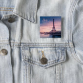 Badge Carré 5 Cm Tour eiffel Paris France (En situation)
