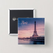 Badge Carré 5 Cm Tour eiffel Paris France (Devant & derrière)