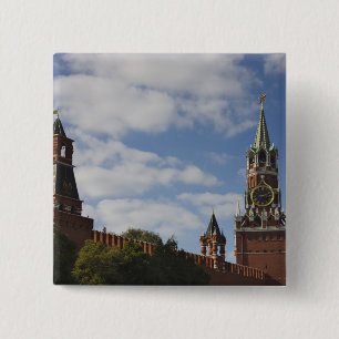 Badge Carré 5 Cm Tour Spasskaya sur la Place Rouge, Moscou, Russie