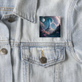 Badge Carré 5 Cm Tour Whimsical Paysage Imaginaire Art (En situation)