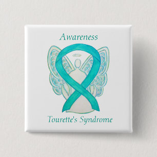 Badge Carré 5 Cm Tourette de sensibilisation au syndrome Ruban Ange