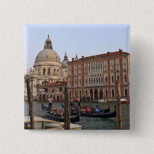 Badge Carré 5 Cm Touriste dans les gondoles de Santa Maria del Gigl