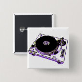 Badge Carré 5 Cm Tourne-disque (Devant & derrière)