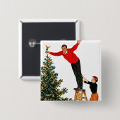 Badge Carré 5 Cm Tourner l'arbre (Devant & derrière)