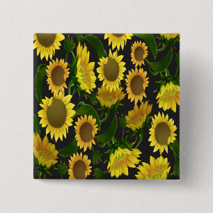 Badge Carré 5 Cm Tournesol