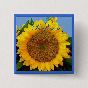 Badge Carré 5 Cm Tournesol bleu lumineux