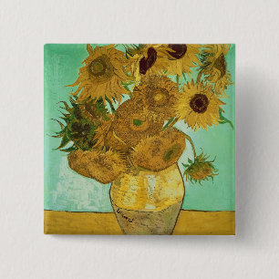 Badge Carré 5 Cm Tournesols de Vincent van Gogh , 1888